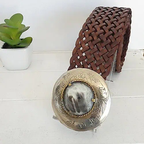 Cinturón Boho trenzado 5 cm. Hebilla redonda.