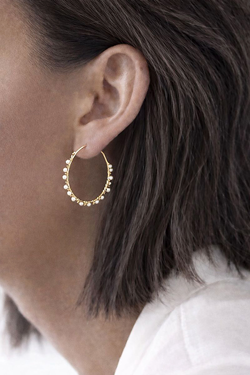 Pendientes aro mini perlitas 4 cm