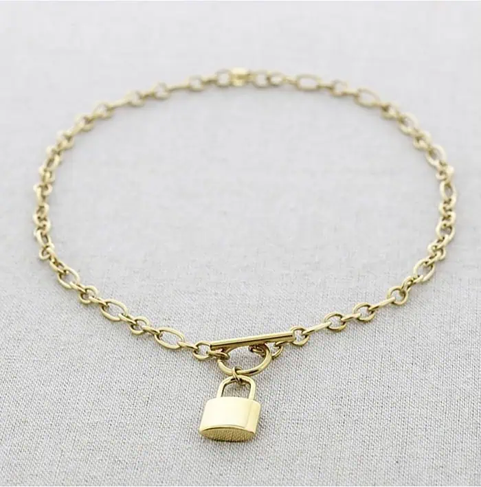 Gargantilla eslabones candado. Acero.