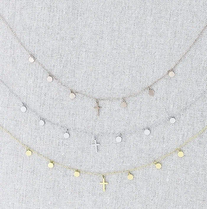 Gargantilla cruz medallitas acero