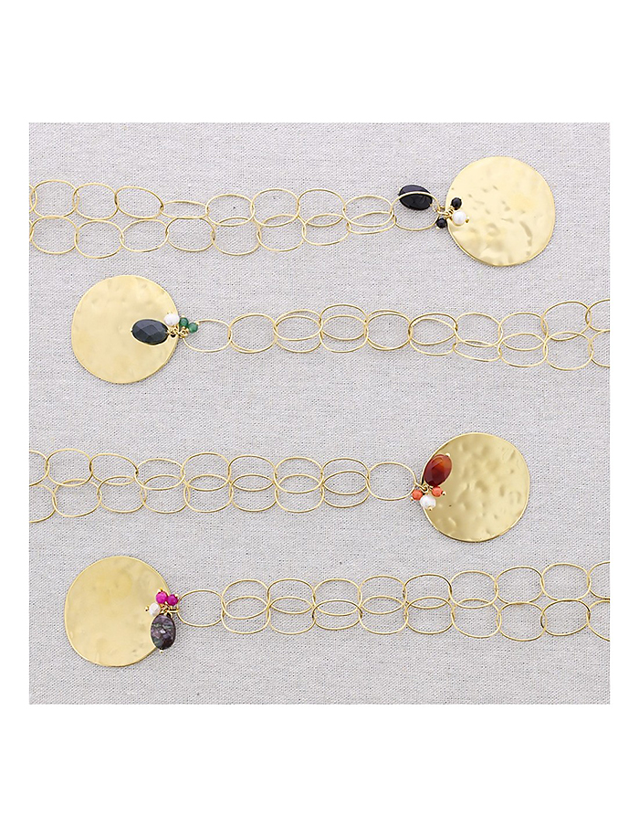 Gargantilla eslabones  medalla grande piedras acero